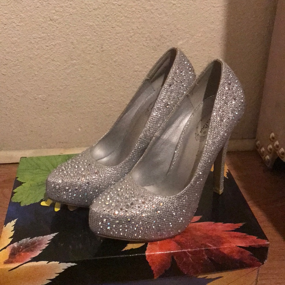 Silver high heels